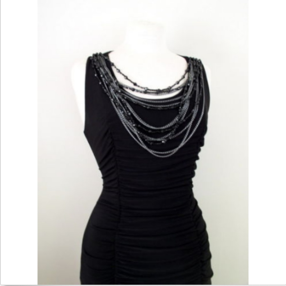 Cache Black Ruched Little Black Dress Sz M - Picture 6 of 8